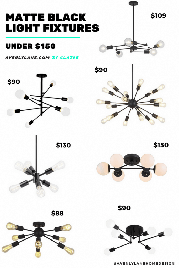 Modern Light Fixtures Under $150 (Matte Black)