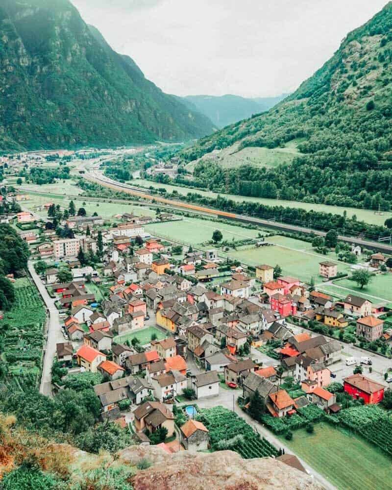 15 prettiest towns in Switzerland! Aerial view of the Swiss town, Adelboden. One of the top things to see in Switzerland! If you are planning a road trip through Switzerland you do not want to miss these small towns! #avenlylanetravel #avenlylane #switzerland #europebucketlist #travel