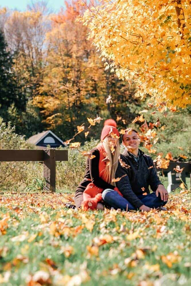 Fall leaves! Vermont's Best Kept Secret, Fall Photos Waterbury Reservoir. Our fall photoshoot for couples! #fall #autumn #fashion #fallfashion #fallleaves #vermont #AVENLYLANE #AVENLYLANETRAVEL #fallphotoshootcouples #falloutfits #fallphotography